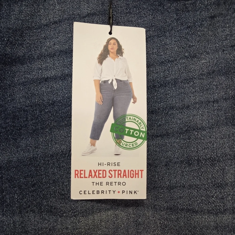 Celebrity Pink Hi-Rise Relaxed Straight The Retro Plus Size Denim Jeans Size 24 - Picture 4 of 11
